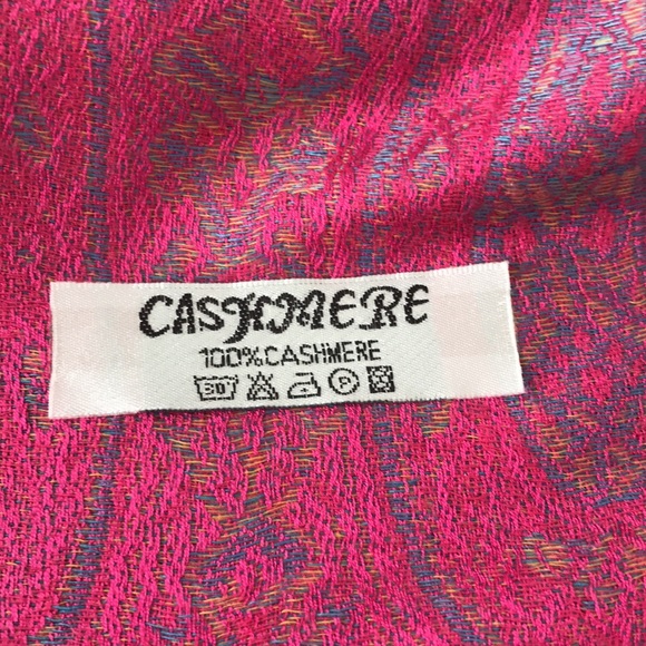 Pink Cashmere Paisley Scarf - Picture 4 of 5